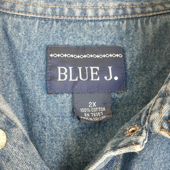 BLUE J. Vtg Button down Shirt Dress Roll Tab Sz 2X - Picture 3 of 10